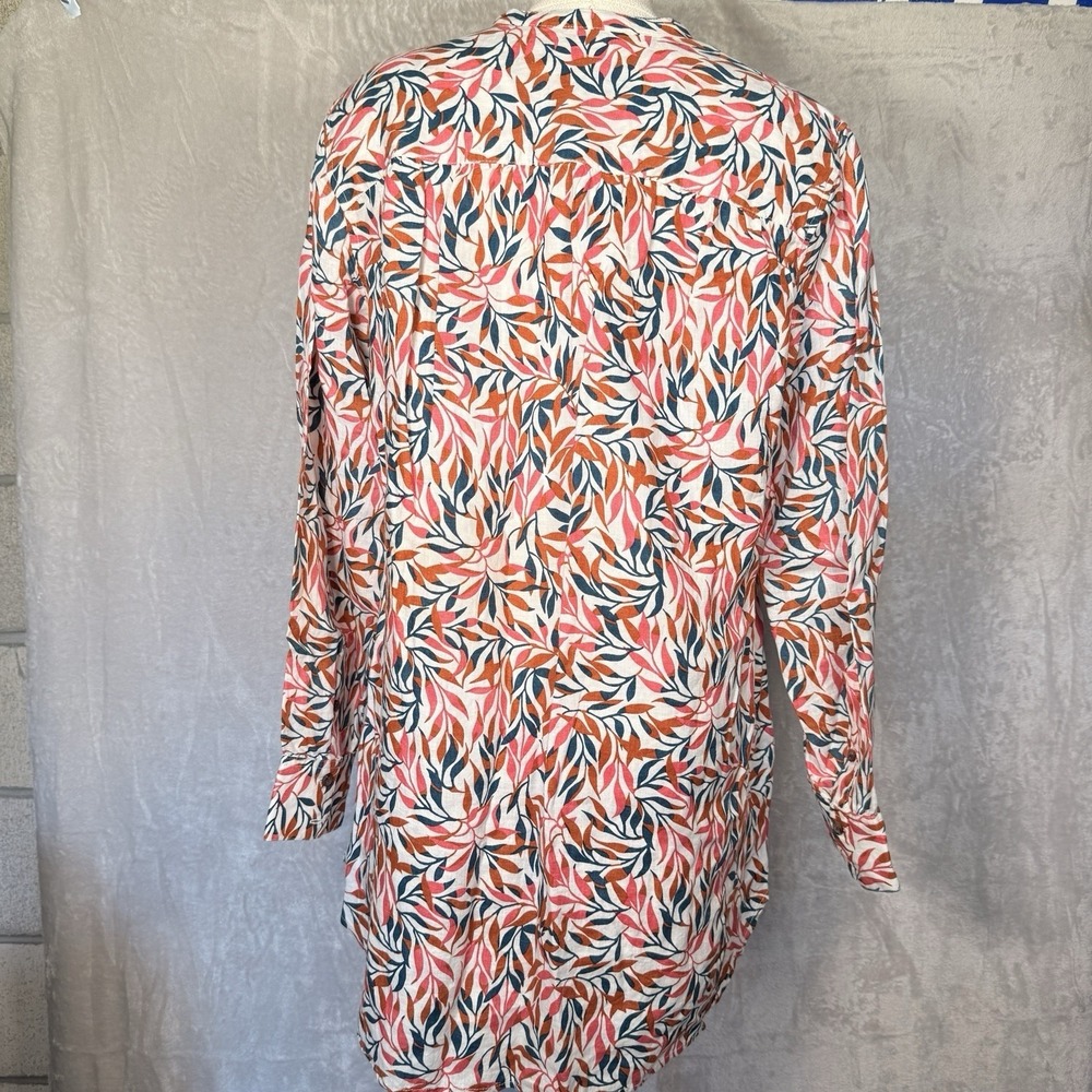 Lands End Womens Medium 100% Linen Button Down Shirt Tunic Pockets Vacation - Picture 5 of 15